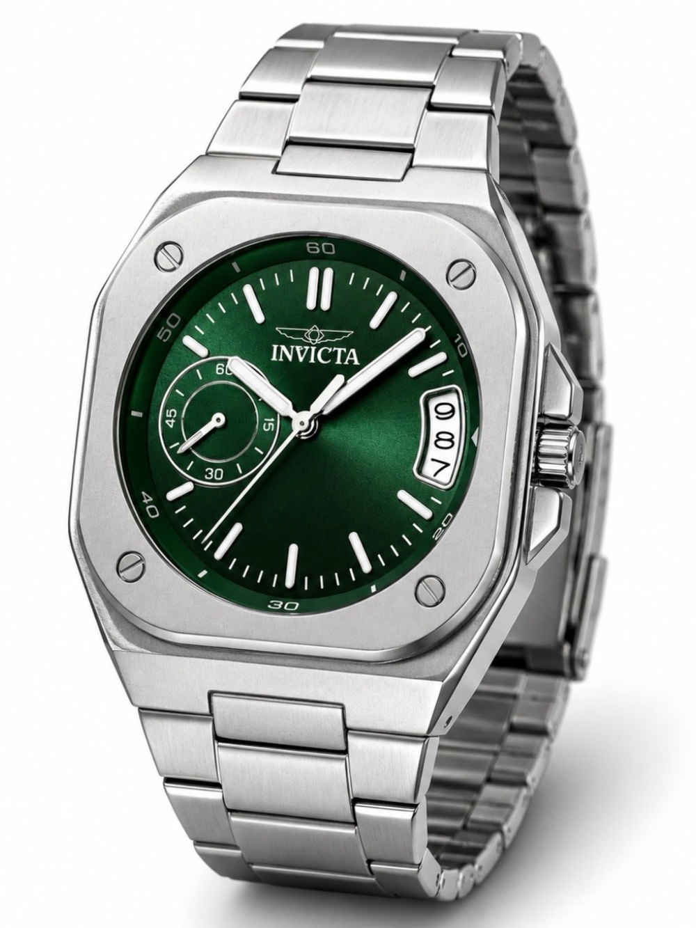 Invicta Cuadro Men's Watch - 42.3mm, Silver & Green Dial (70658) new
